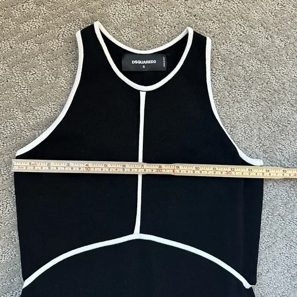 Dsquared2 Black White Piped Fit & Flare Dress Sz S Made in Italy - Picture 11 of 15